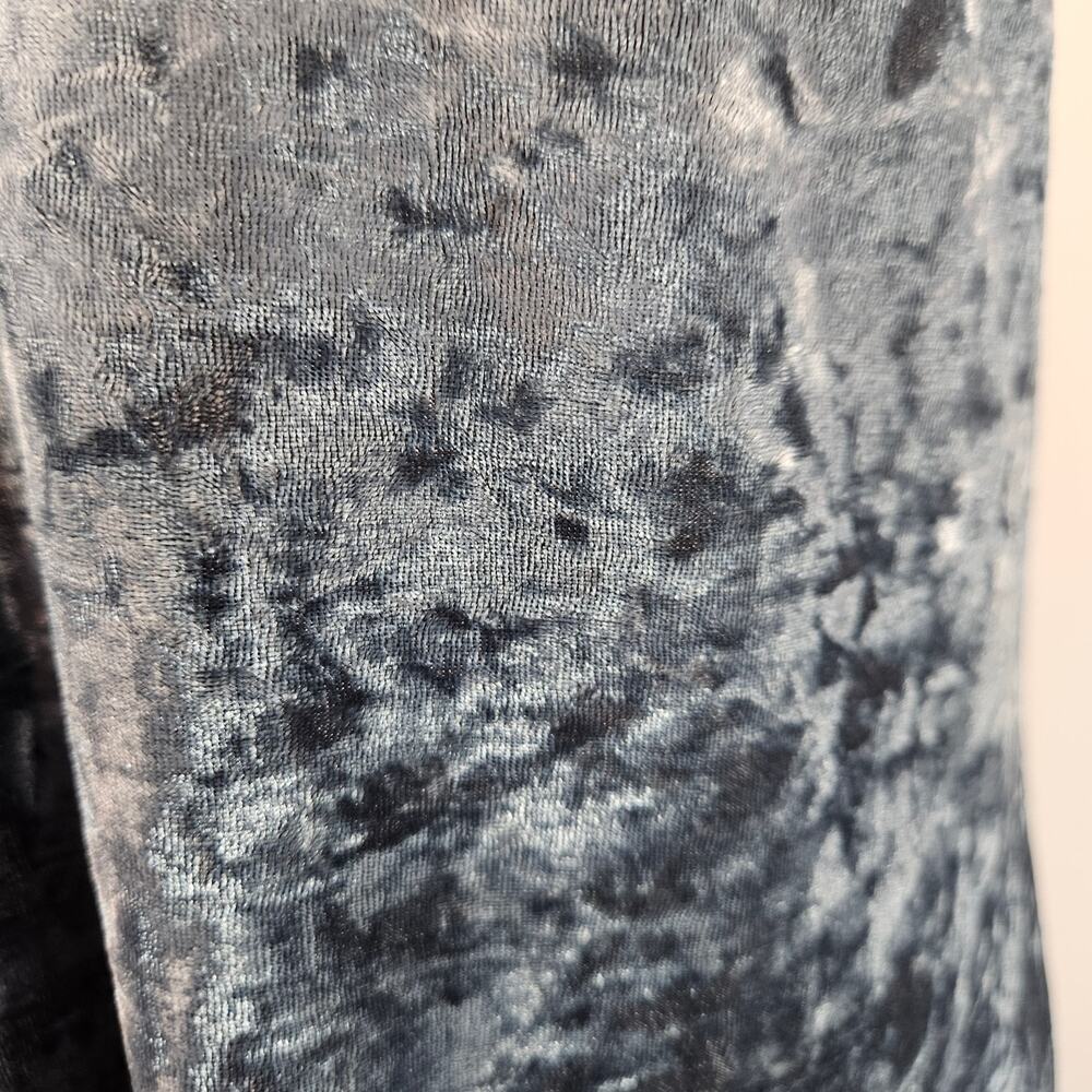 Emory Park Blue Shimmer Crushed Velvet Deep Tasseled V-Neck Stretch Mini Dress S - Picture 8 of 14